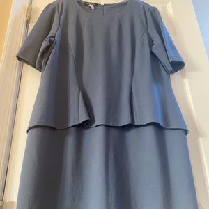LAFAYETTE 148 Peplum Front Dress Blue Grey sz 16